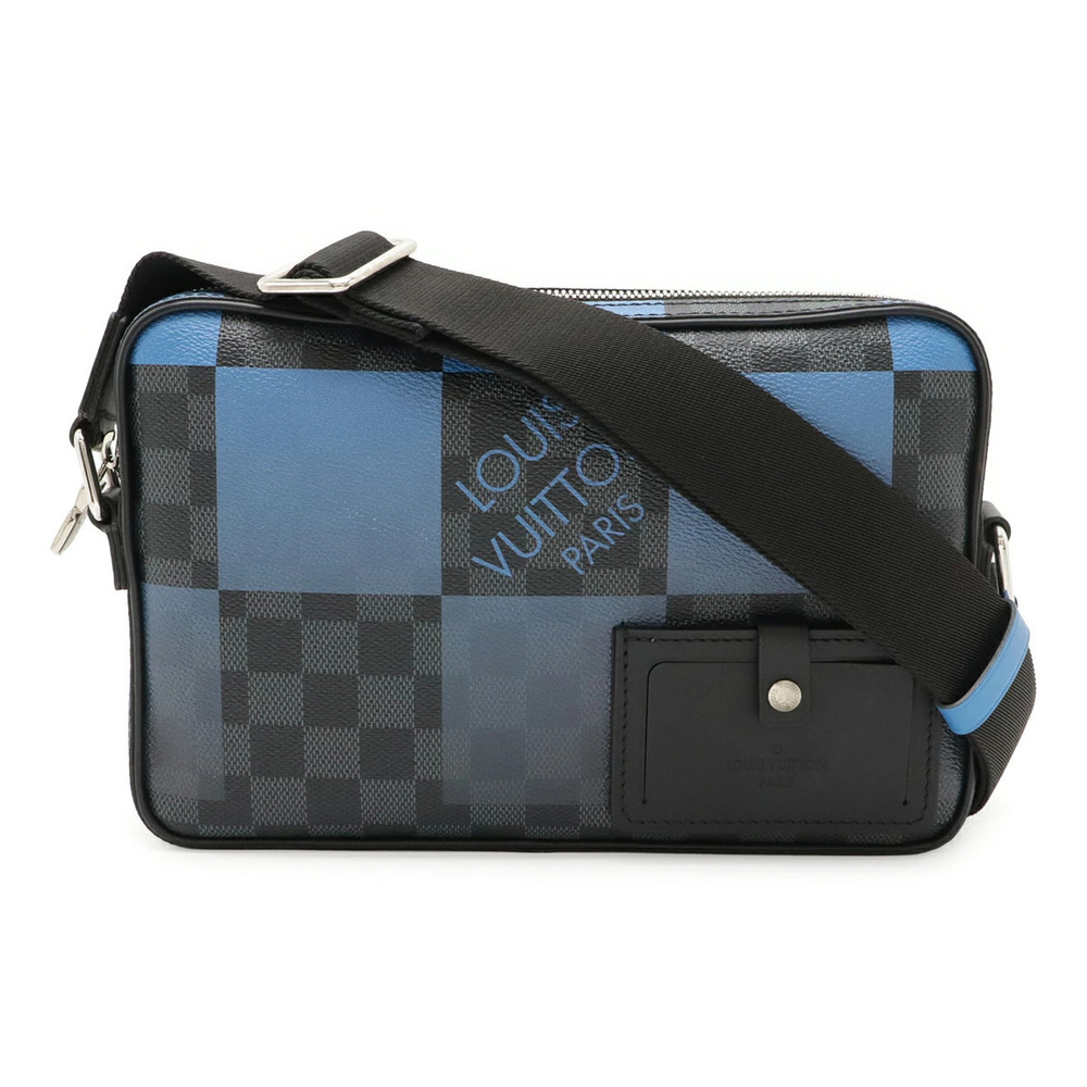 LOUIS VUITTON Damier Graphite Black Giant Alpha Messenger Crossbody Bag Blue